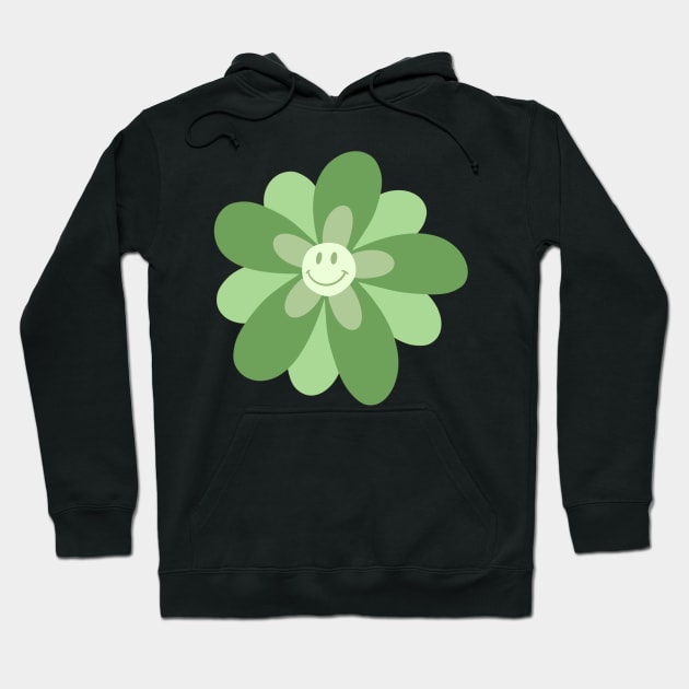 Bright and Cheerful Flower Smiley Face -  spring green Hoodie by JuneNostalgia